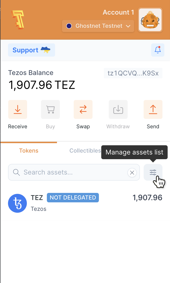 The new token in the Temple wallet